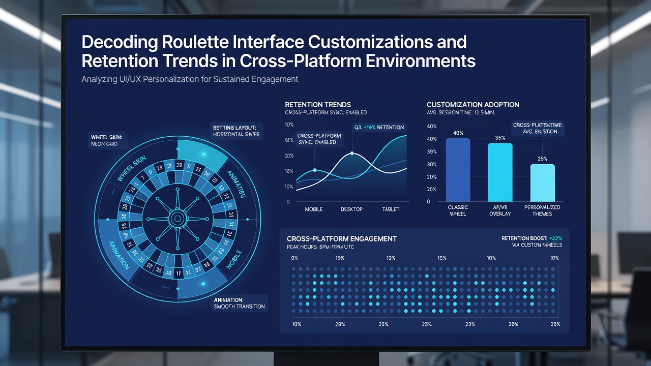 Analytics dashboard showing retention trends and player engagement metrics for customized roulette interfaces