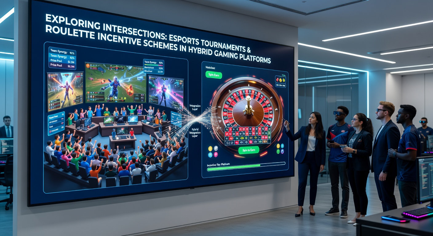 Esports arena view with overlaid roulette incentive notifications on a hybrid platform screen